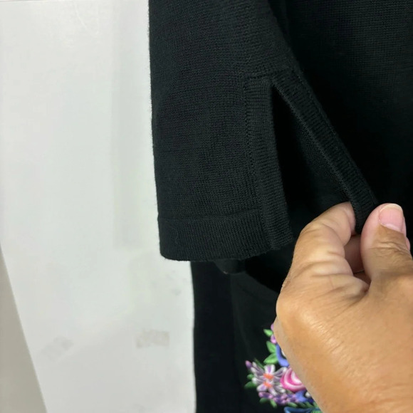 Bob Mackie Wearable Art Cardigan Large Knit Embroidered Pockets - Picture 6 of 10